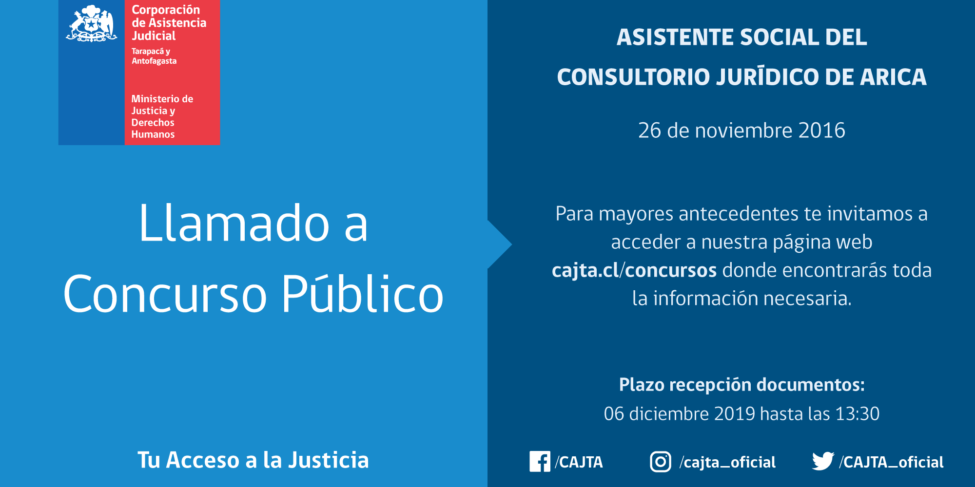 Llamado a Concurso Público Asistente Social del Consultorio Jurídico de Arica