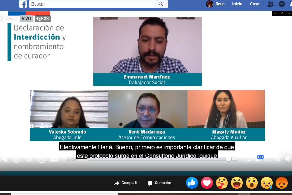 Consultorio Jurídico Iquique realiza capacitación sobre la INTERDICCIÓN por Facebook Live