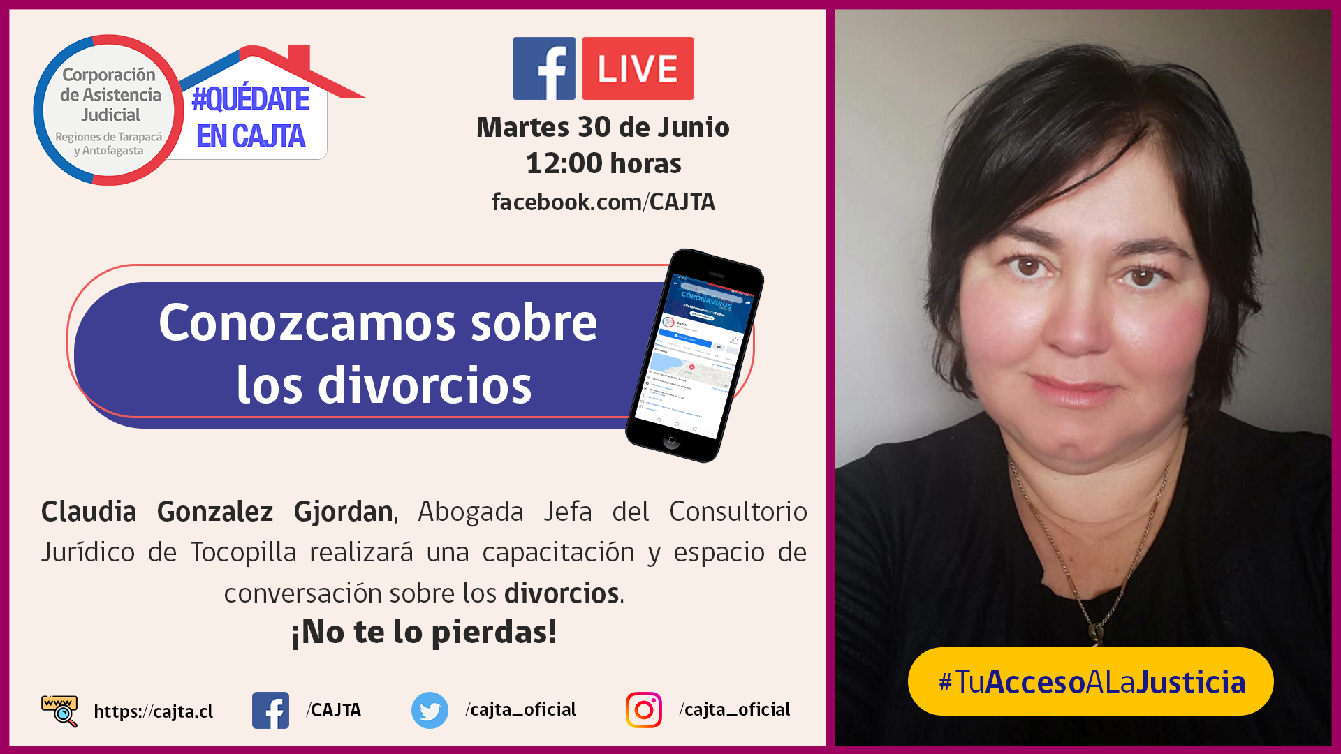 Invitamos a nuestro Facebook Live para el martes 30 de junio a las 12:00 horas, hablaremos sobre el DIVORCIO