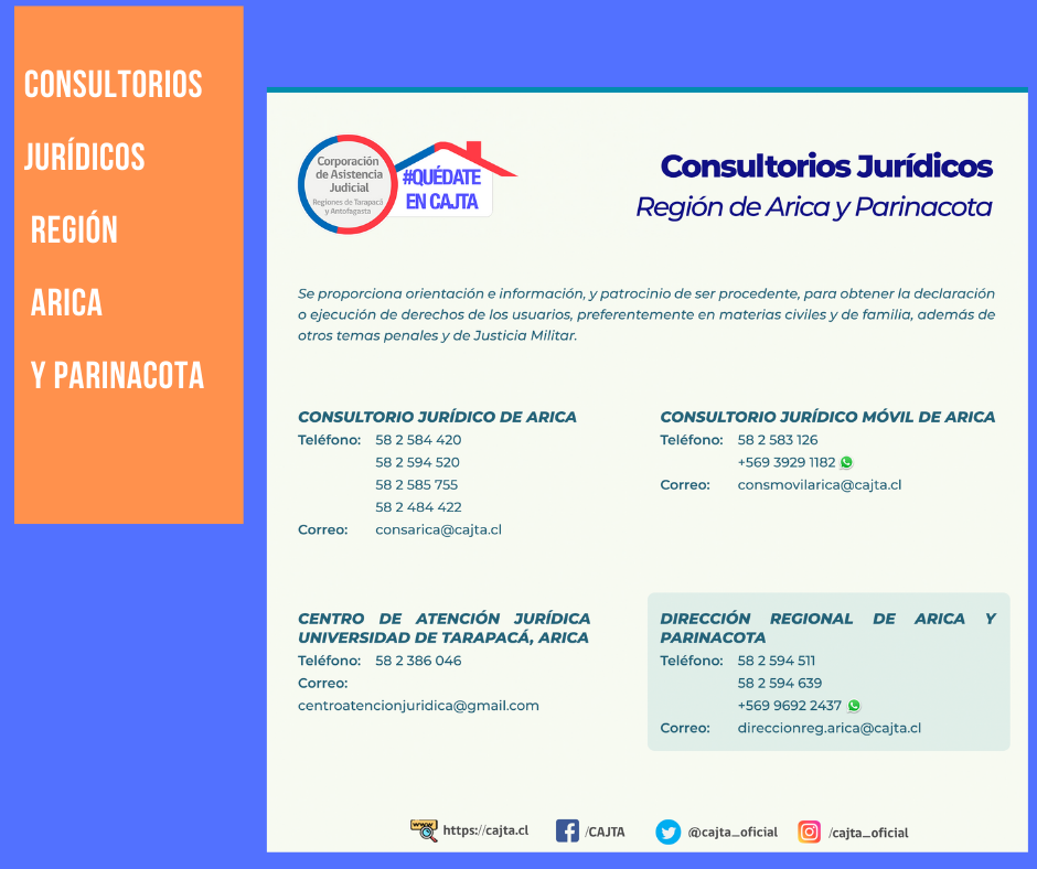 Consultorios Jurídicos de la Región de Arica y Parinacota.