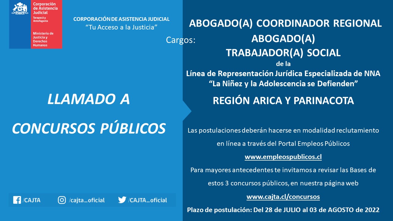 Llamado a concursos público en Región de Arica y Parinacota