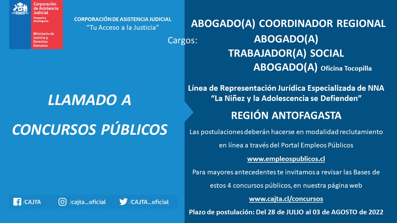 Llamado a concursos públicos en Región de Antofagasta