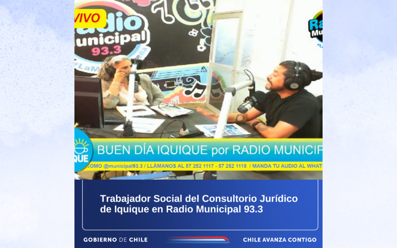 Consultorio Jurídico de Iquique participa como invitado en matinal de Radio Municipal 93.3