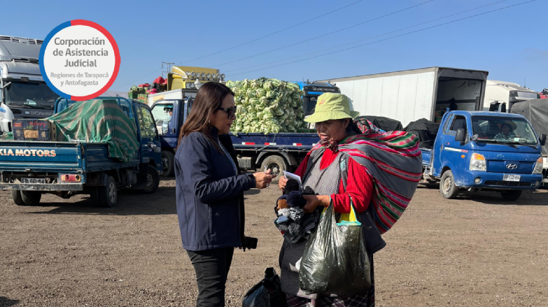 El Consultorio Jurídico Móvil de Arica brindó atención en el patio de camiones del Terminal Agropecuario