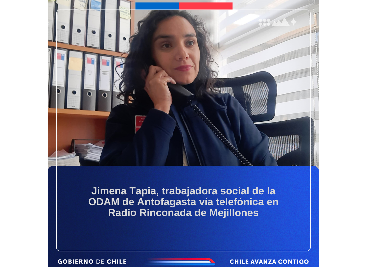 Jimena Tapia, trabajadora social de la ODAM de Antofagasta vía telefónica en Radio Rinconada de Mejillones