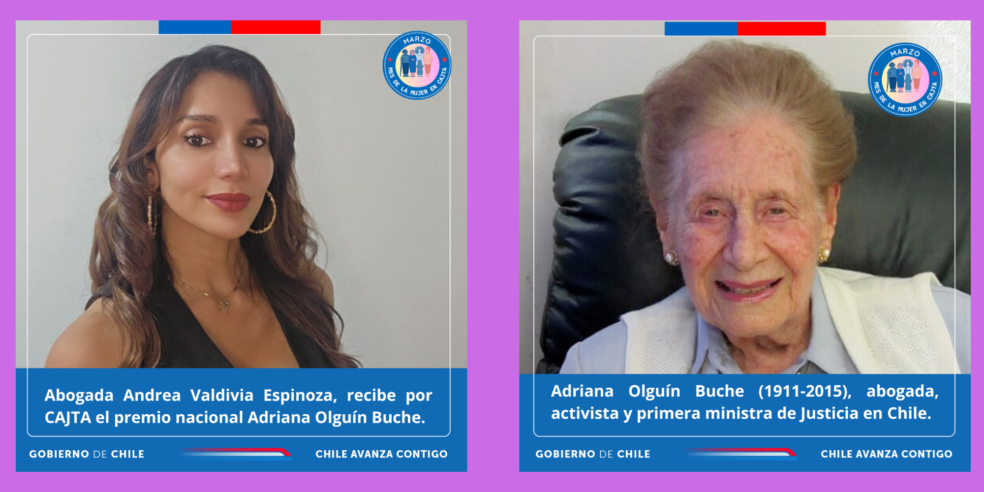 Abogada de la DIRGEN Andrea Valdivia obtiene Premio Adriana Olguín Buche 2025